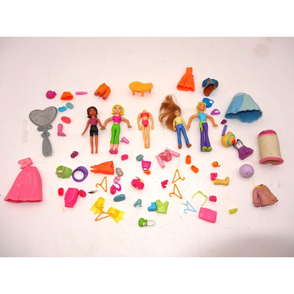 Polly Pocket Doll and Fashion Clothes Accessories Lot Early 2000s Mattel Vintage